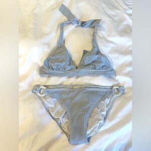J. Crew Blue Seersucker Bikini (top: M / bottom: 8)
